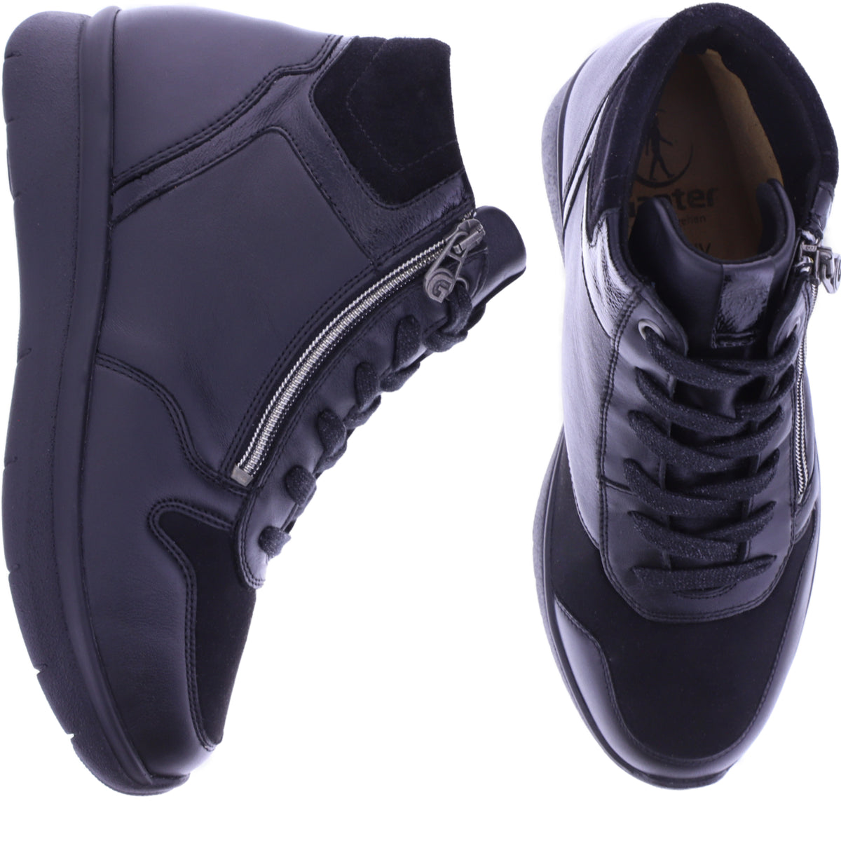 Ganter | Kira | Schwarz | Leder-Knautschlack | Sensitiv | Weite: K | 0-209281-0100 | Damen Bootie