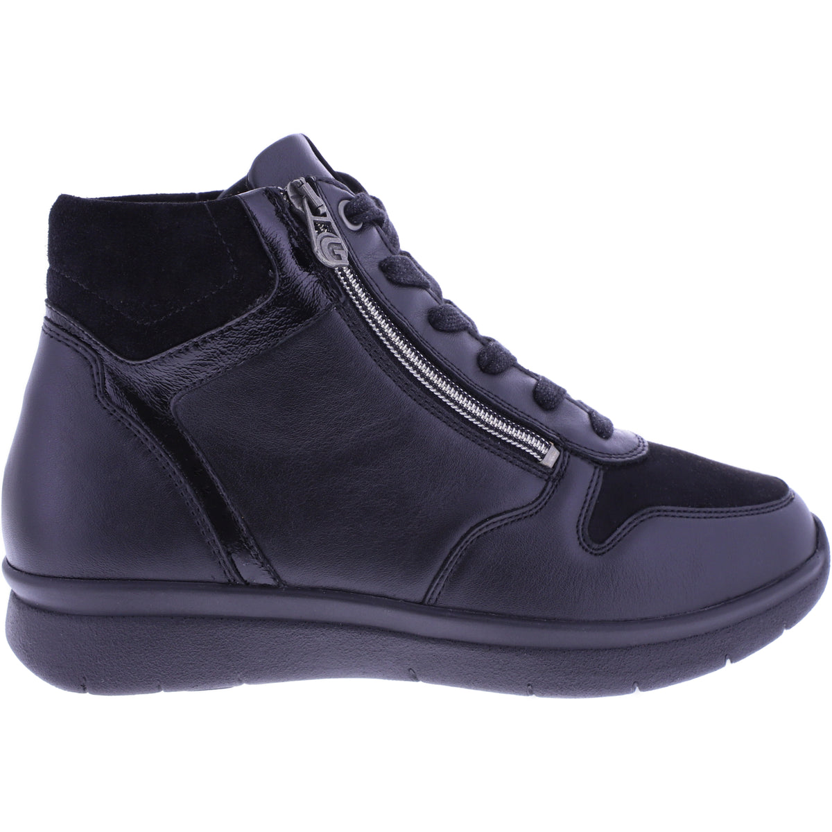 Ganter | Kira | Schwarz | Leder-Knautschlack | Sensitiv | Weite: K | 0-209281-0100 | Damen Bootie