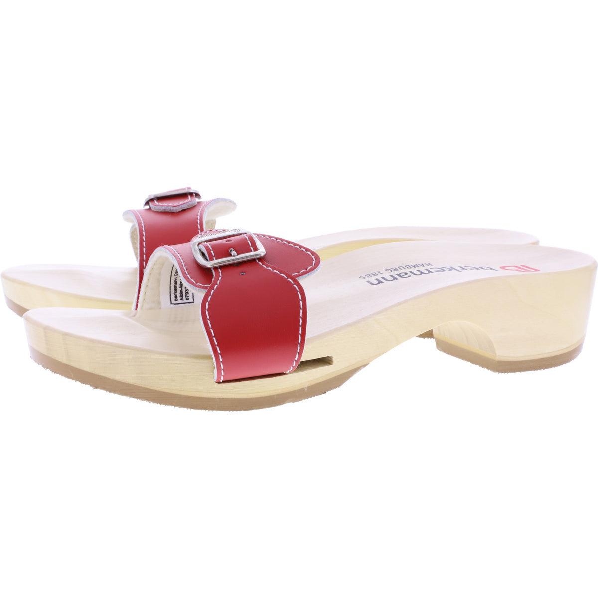 Berkemann / Hamburg-Sandale / B102 / Rot Glattleder / Sohle: Natur / Art: 00102-200 / Unisex