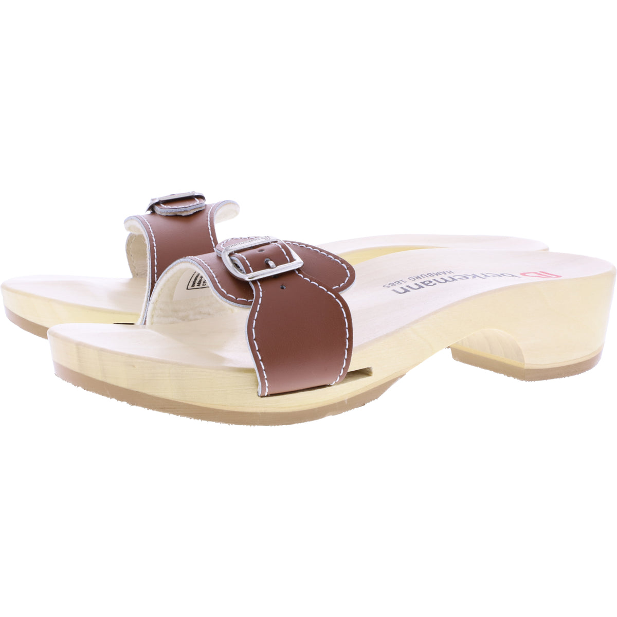 Berkemann / Hamburg-Sandale / B102 / Braun Glattleder / Sohle: Natur / Art: 00102-400 / Unisex