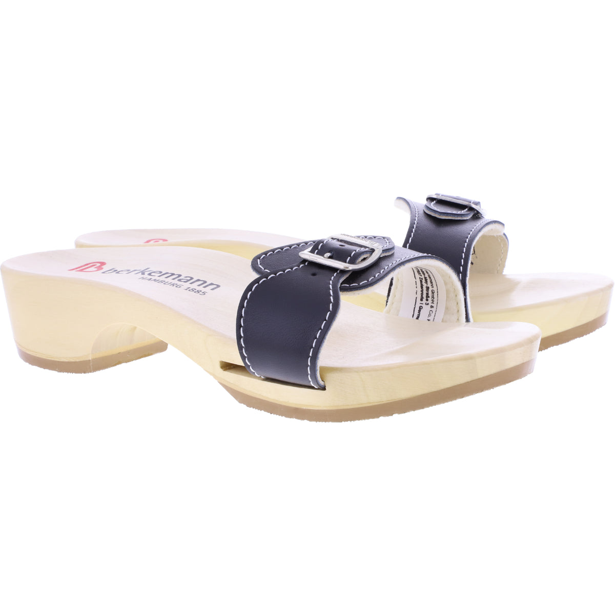 Berkemann / Hamburg-Sandale / B102 / Schwarz Glattleder / Sohle: Natur / Art: 00102-900 / Unisex