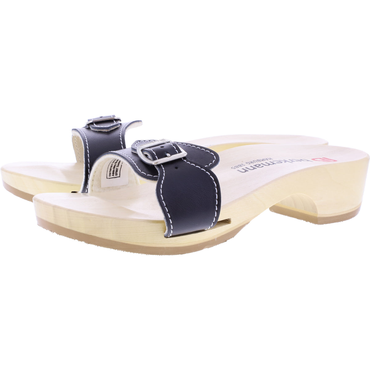 Berkemann / Hamburg-Sandale / B102 / Schwarz Glattleder / Sohle: Natur / Art: 00102-900 / Unisex