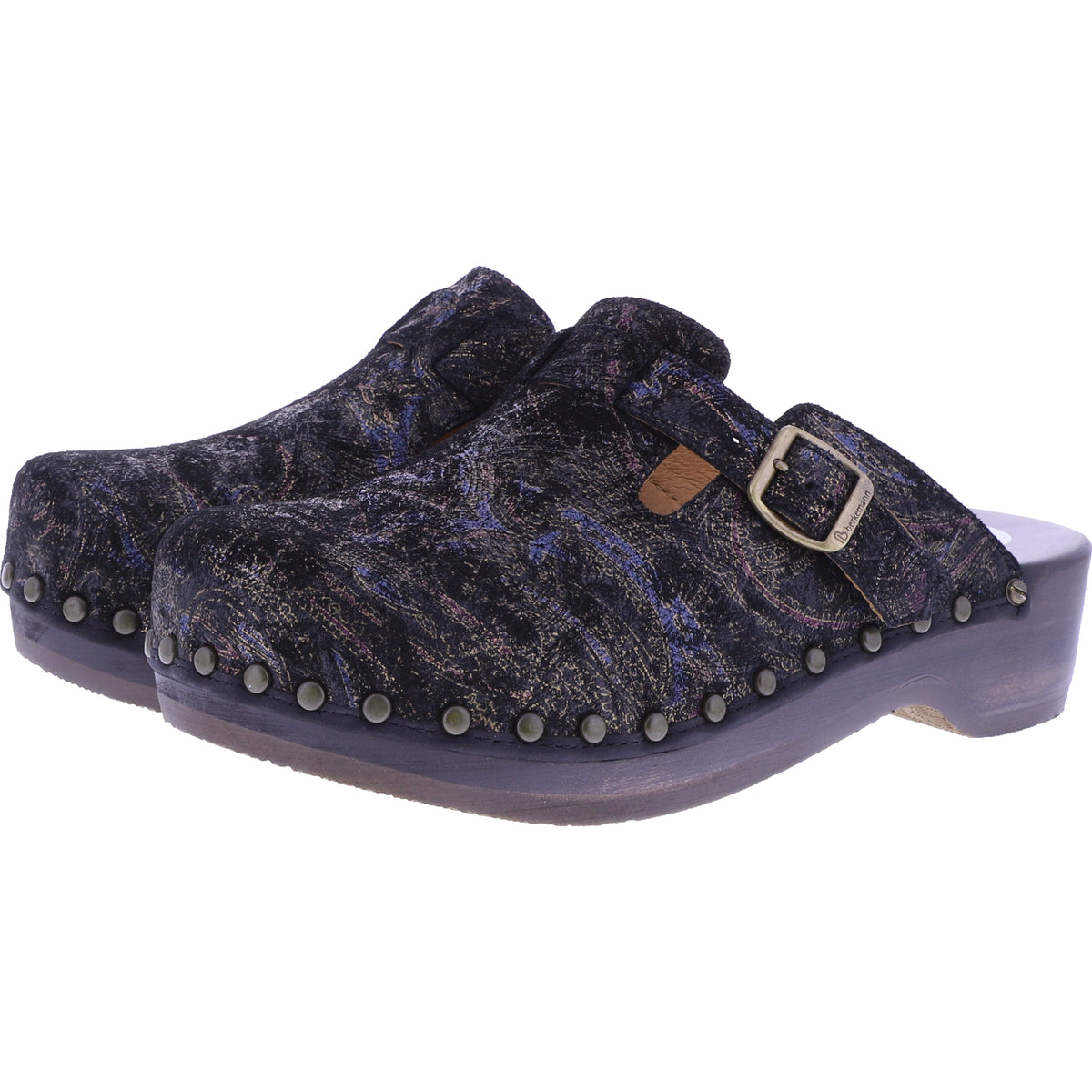 Berkemann / Riemen-Toeffler / Gold-Glamour Flowers Leder / 00402-740 / Damen Holzclogs
