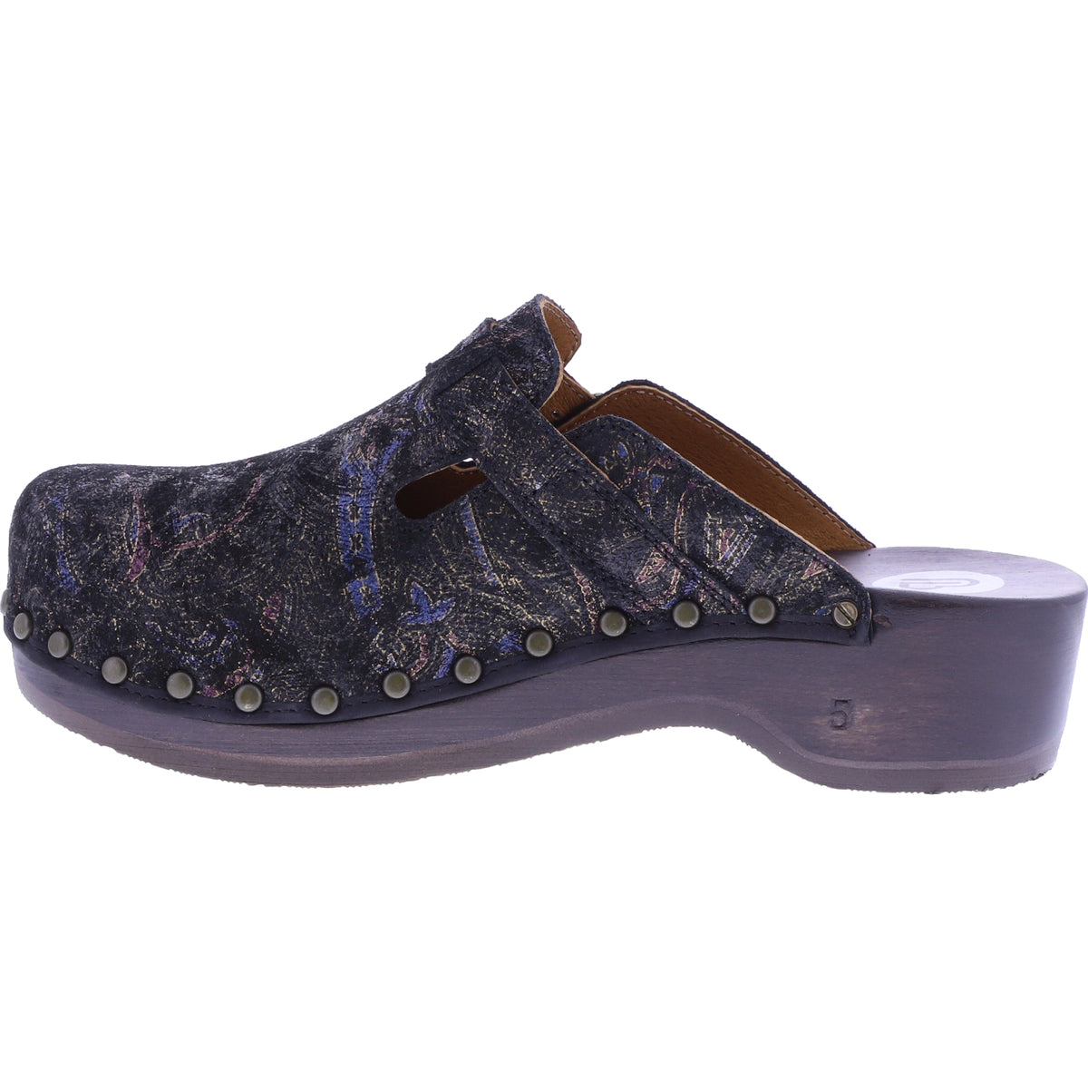 Berkemann / Riemen-Toeffler / Gold-Glamour Flowers Leder / 00402-740 / Damen Holzclogs