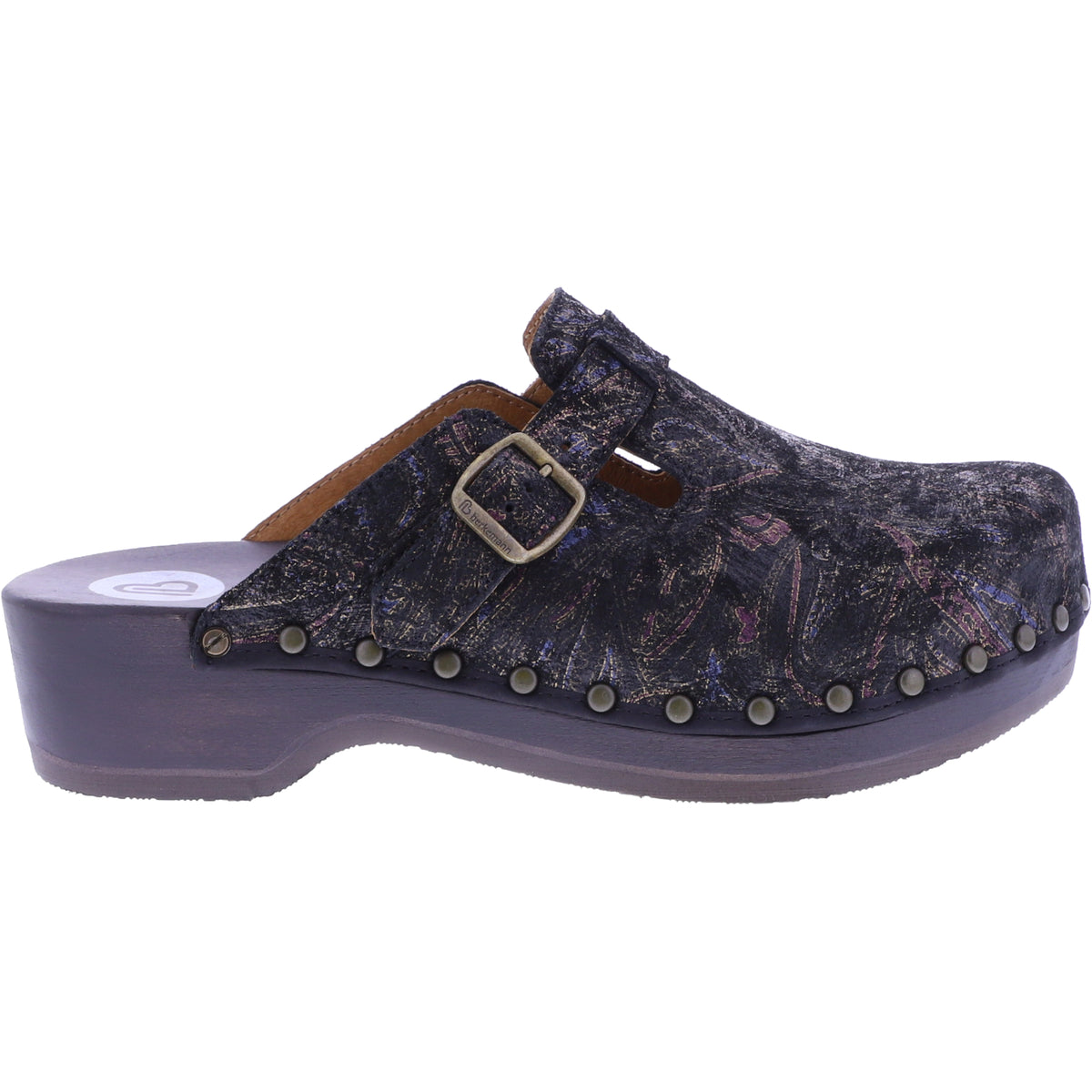 Berkemann / Riemen-Toeffler / Gold-Glamour Flowers Leder / 00402-740 / Damen Holzclogs