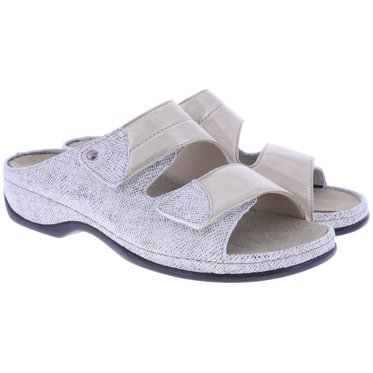 Berkemann | Finja | Bornze Glitter Leder-Stretch | Form: Melbourne | 01021-877 | Damen Pantoletten