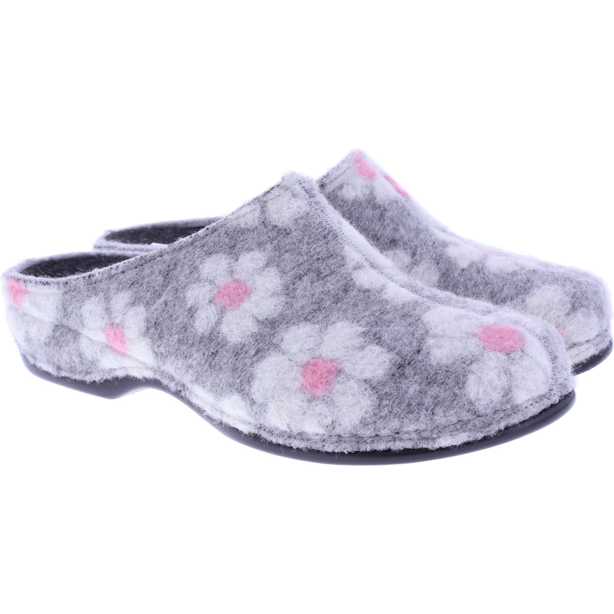 Berkemann | Donata | Hellgrau Floralfilz | Form: Melbourne | Weite: H | 01028-644 | Damen Clogs