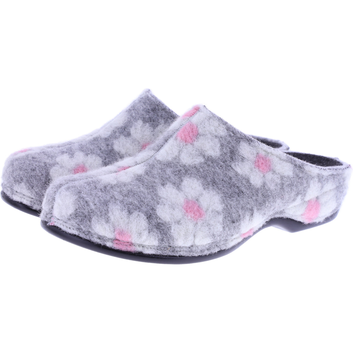 Berkemann | Donata | Hellgrau Floralfilz | Form: Melbourne | Weite: H | 01028-644 | Damen Clogs