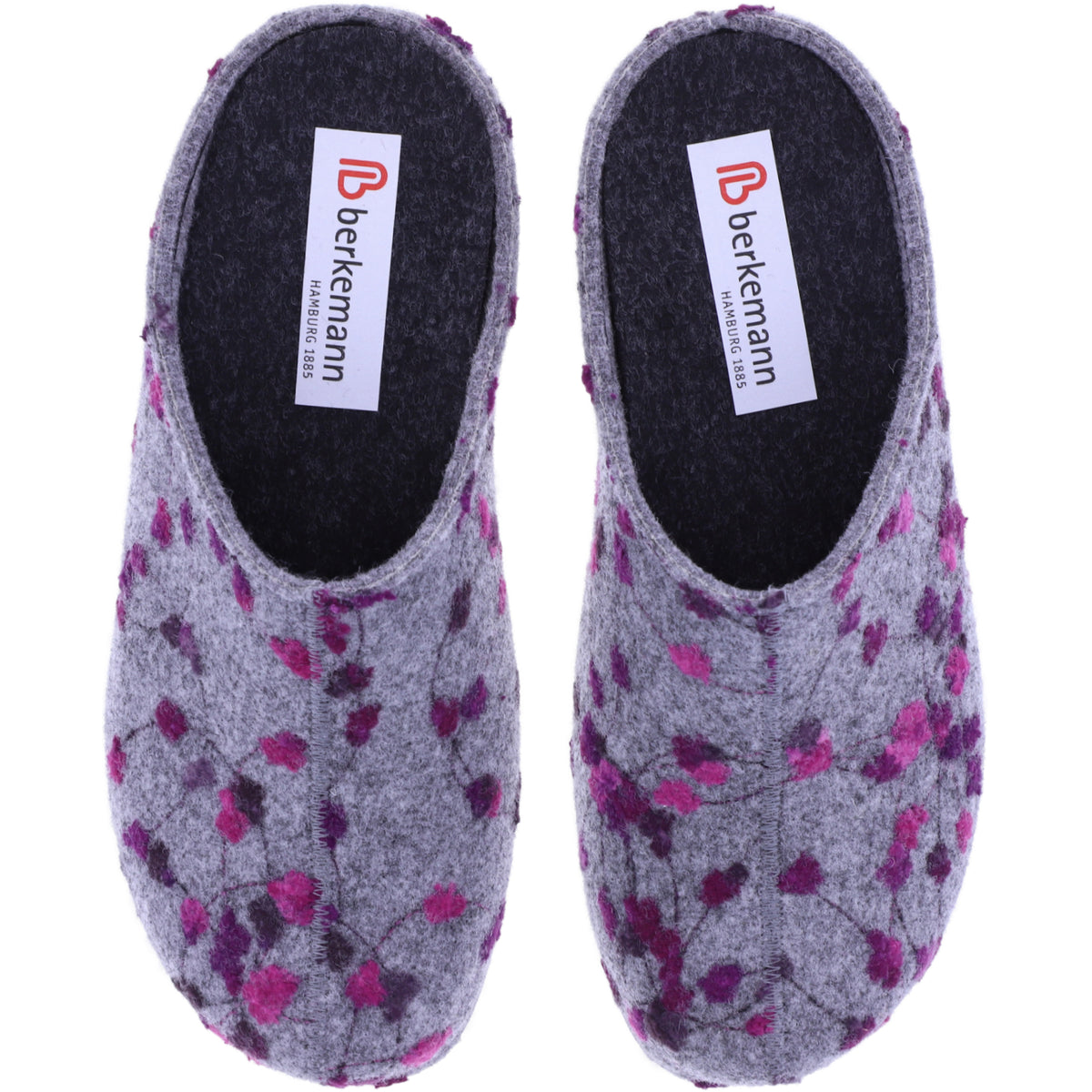 Berkemann | Donata | Hellgrau Tupfen Filz | Form: Melbourne | Weite: H | 01028-645 | Damen Clogs