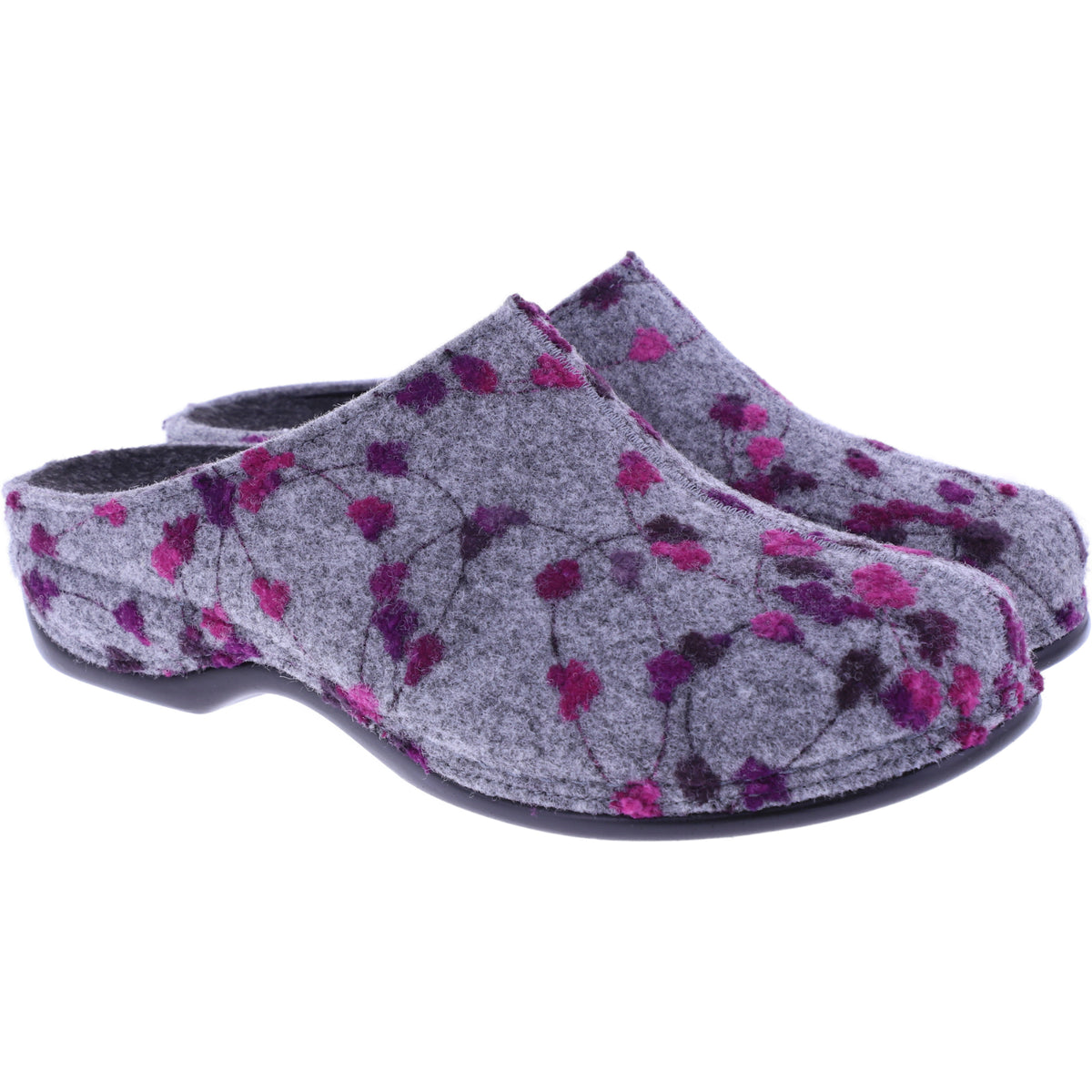Berkemann | Donata | Hellgrau Tupfen Filz | Form: Melbourne | Weite: H | 01028-645 | Damen Clogs
