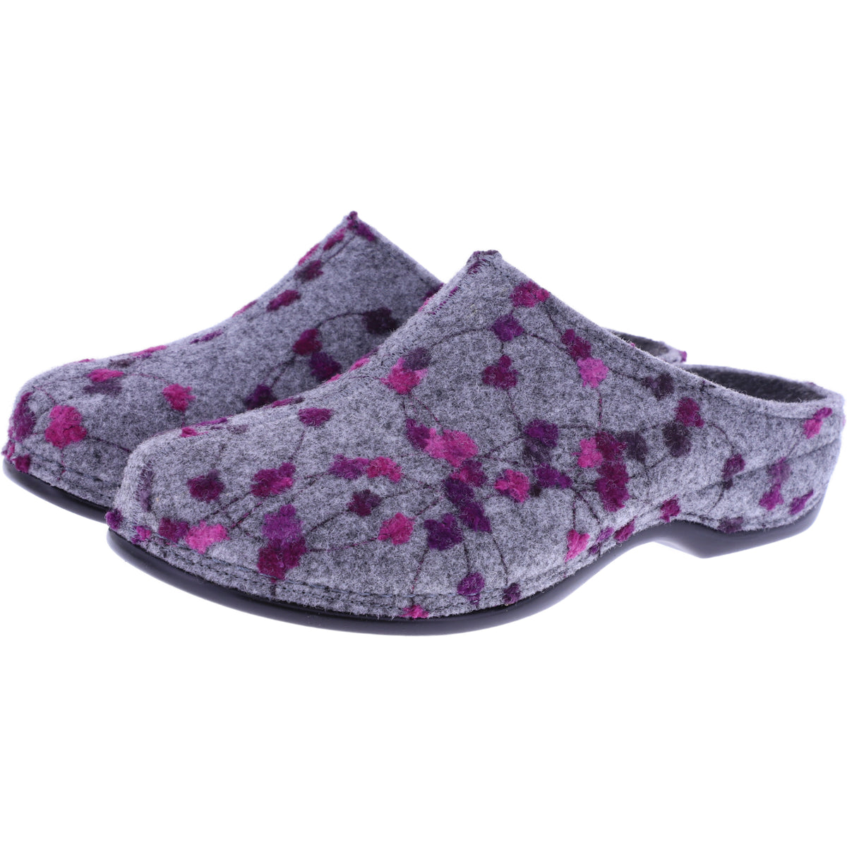 Berkemann | Donata | Hellgrau Tupfen Filz | Form: Melbourne | Weite: H | 01028-645 | Damen Clogs