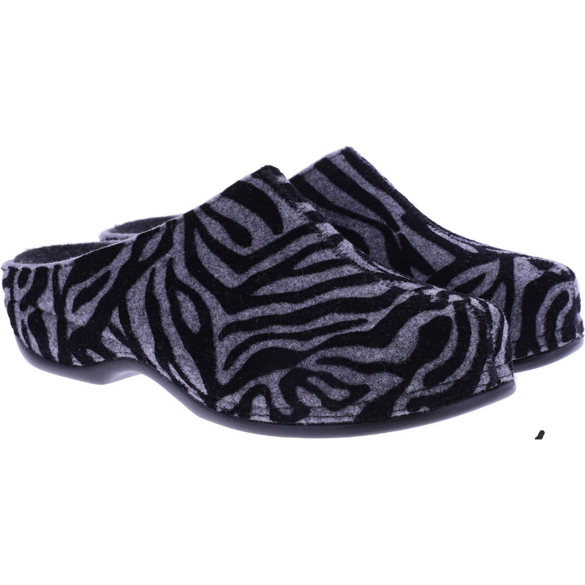 Berkemann | Donata | Grau-Zebra Filz | Form: Melbourne | Weite: H | 01028-654 | Damen Clogs