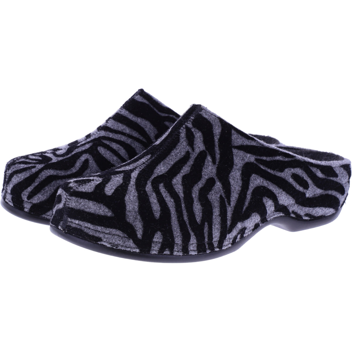 Berkemann | Donata | Grau-Zebra Filz | Form: Melbourne | Weite: H | 01028-654 | Damen Clogs