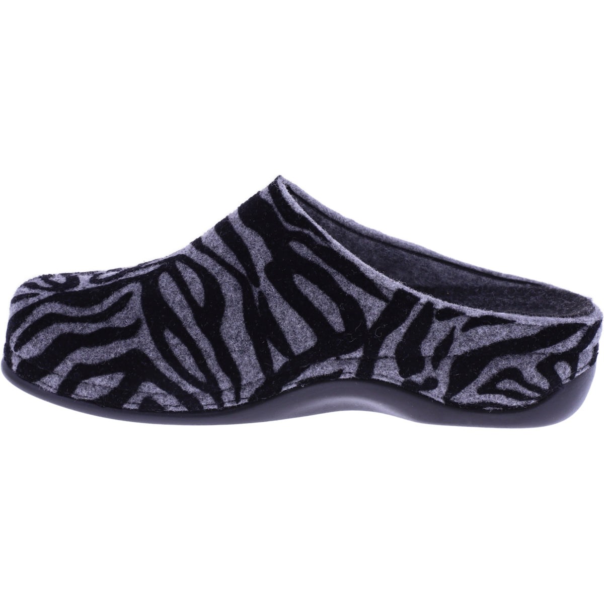 Berkemann | Donata | Grau-Zebra Filz | Form: Melbourne | Weite: H | 01028-654 | Damen Clogs