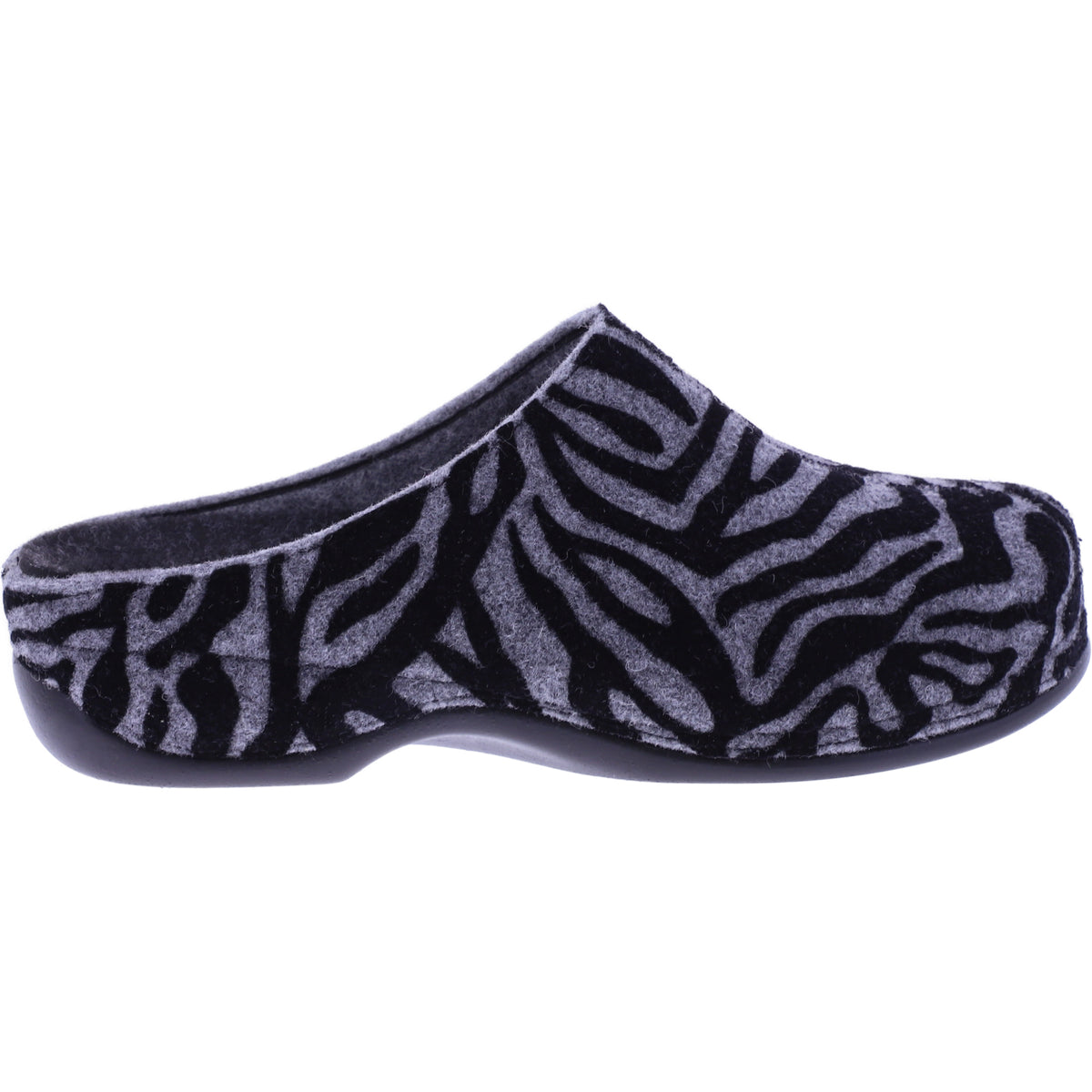 Berkemann | Donata | Grau-Zebra Filz | Form: Melbourne | Weite: H | 01028-654 | Damen Clogs