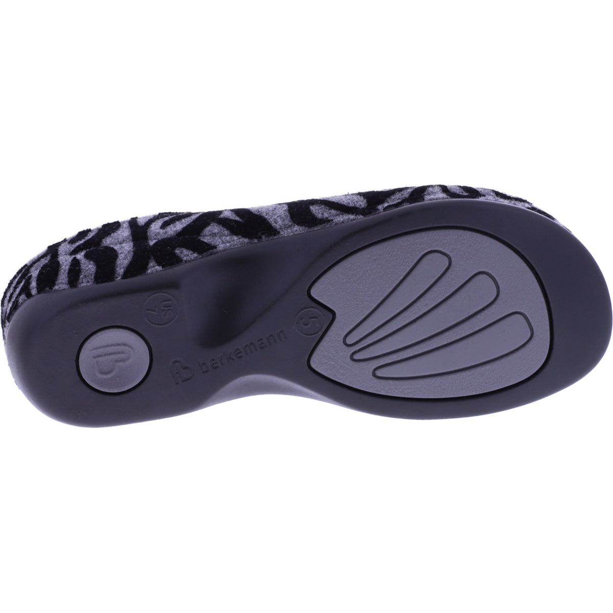Berkemann | Donata | Grau-Zebra Filz | Form: Melbourne | Weite: H | 01028-654 | Damen Clogs