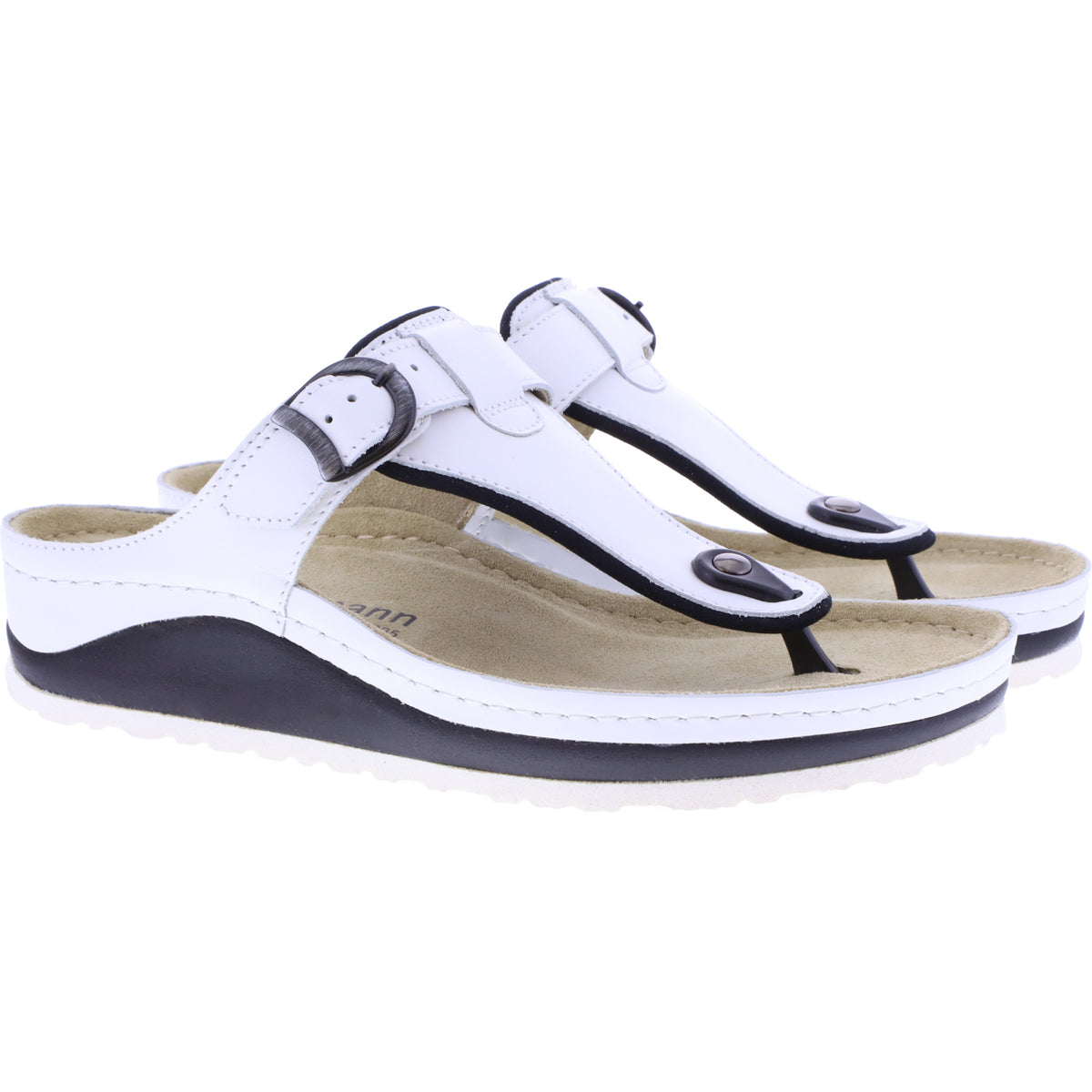 Berkemann | Modell: Mila | Weiß Leder | Leisten: Caldera | 01351-100 | Zehentrenner | Damen