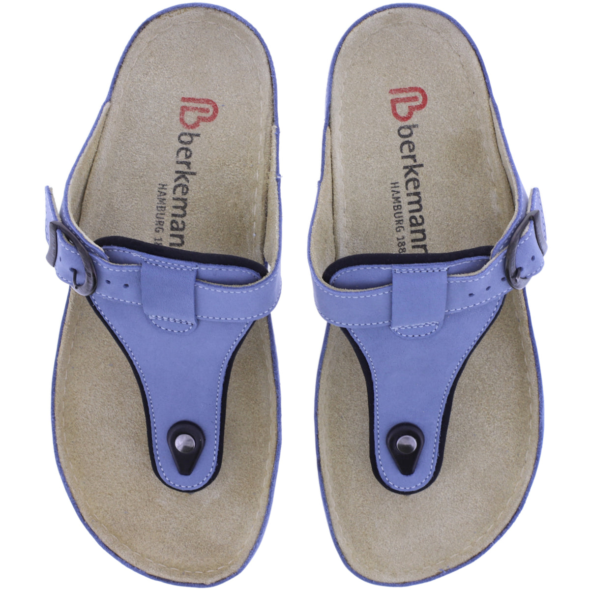 Berkemann | Mila | Azurblau Nubuk | Leisten: Caldera | 01351-394 | Zehentrenner | Damen