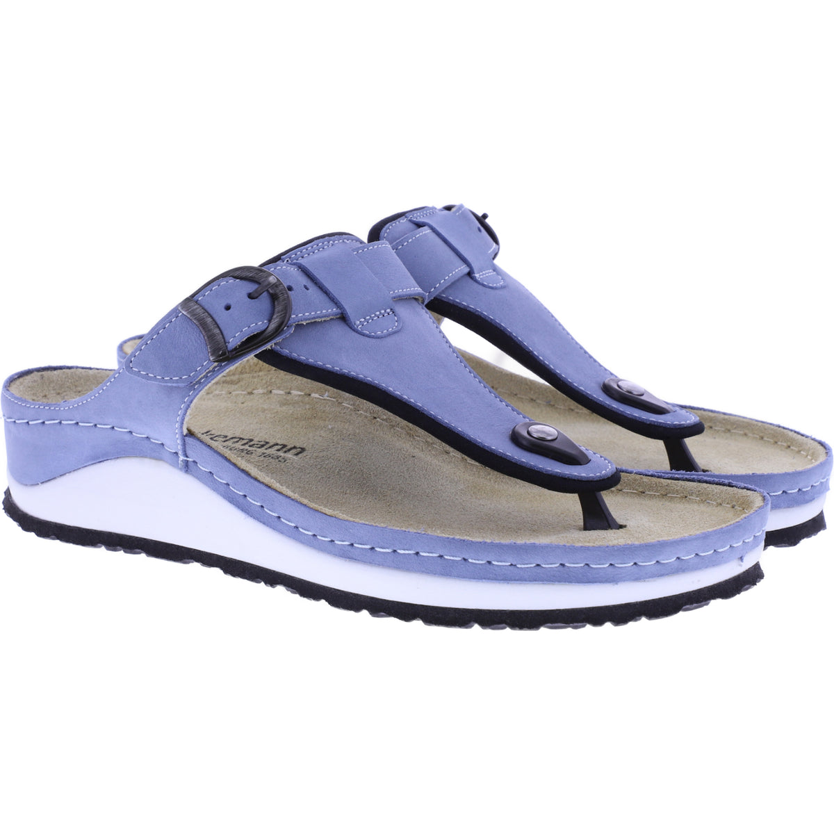 Berkemann | Mila | Azurblau Nubuk | Leisten: Caldera | 01351-394 | Zehentrenner | Damen