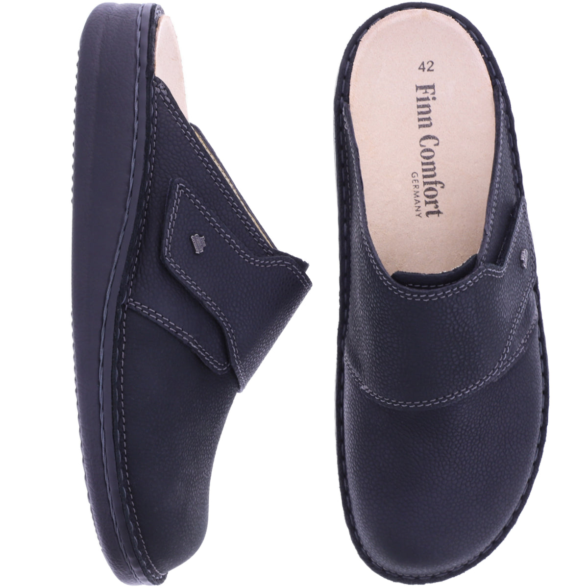 Finn Comfort | Amalfi | Schwarz Leder | Wechselfußbett | 01515-834393 | Herren Clogs