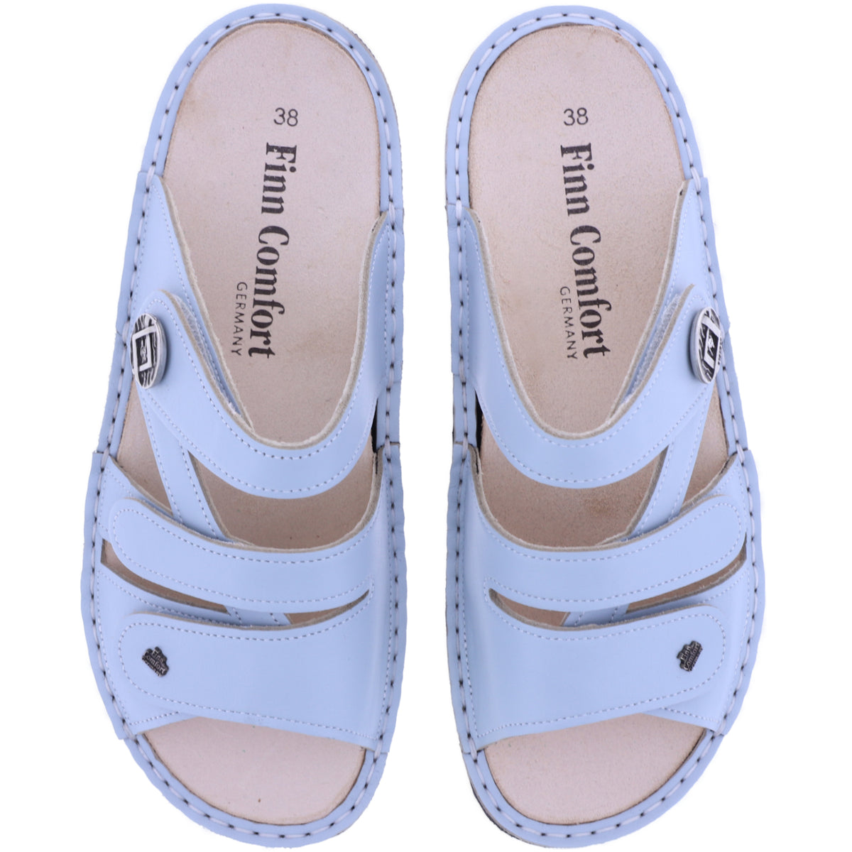 Finn Comfort | Agueda | Sky-Hellblau| Leder | Wechselfußbett | 01538-846214 | Damen Pantoletten