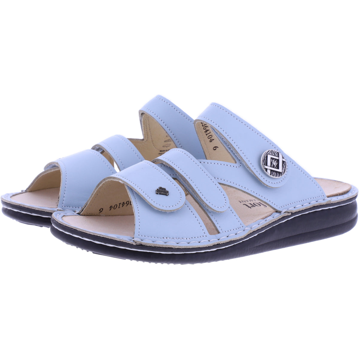 Finn Comfort | Agueda | Sky-Hellblau| Leder | Wechselfußbett | 01538-846214 | Damen Pantoletten