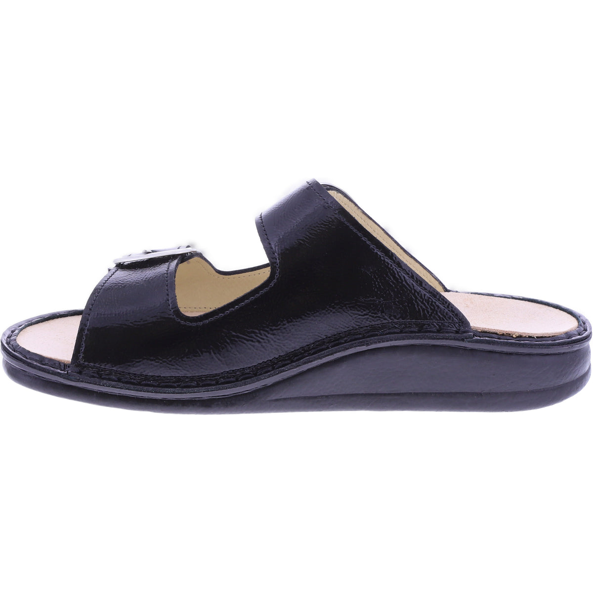 Finn Comfort | Lipari | Schwarz Knautschlack | Wechselfußbett | 01545-022099 | Damen Pantoletten