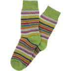 Hirsch Natur | Ringel-Socken | Maigrün-Bunt | 100% Schurwolle