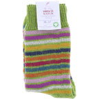 Hirsch Natur | Ringel-Socken | Maigrün-Bunt | 100% Schurwolle