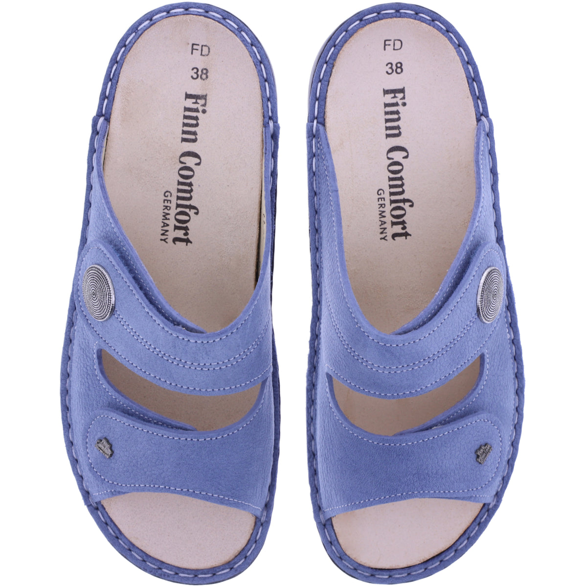 Finn Comfort | Sansibar | Sky-Hellblau | Wechselfußbett | 02550-834214 | Damen Pantoletten