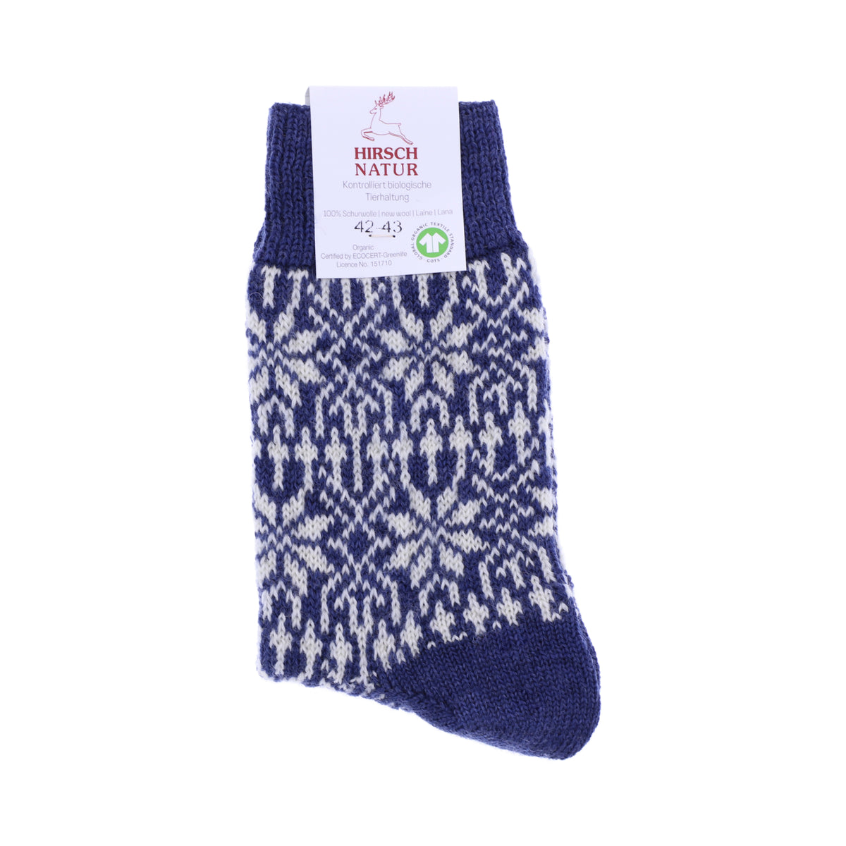 Hirsch Natur | Norweger Socken | Jeans-Natur | Sternenmuster | 100% Schurwolle