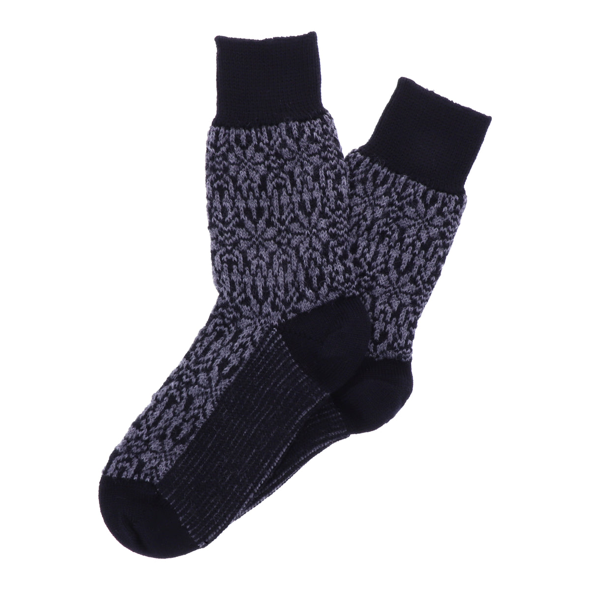 Hirsch Natur | Norweger Socken | Schwarz-Anthrazit | Sternenmuster | 100% Schurwolle