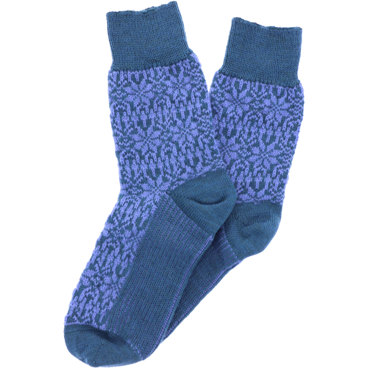 Hirsch Natur | Norweger Socken | Türkis-Opal | Sternenmuster | 100% Schurwolle