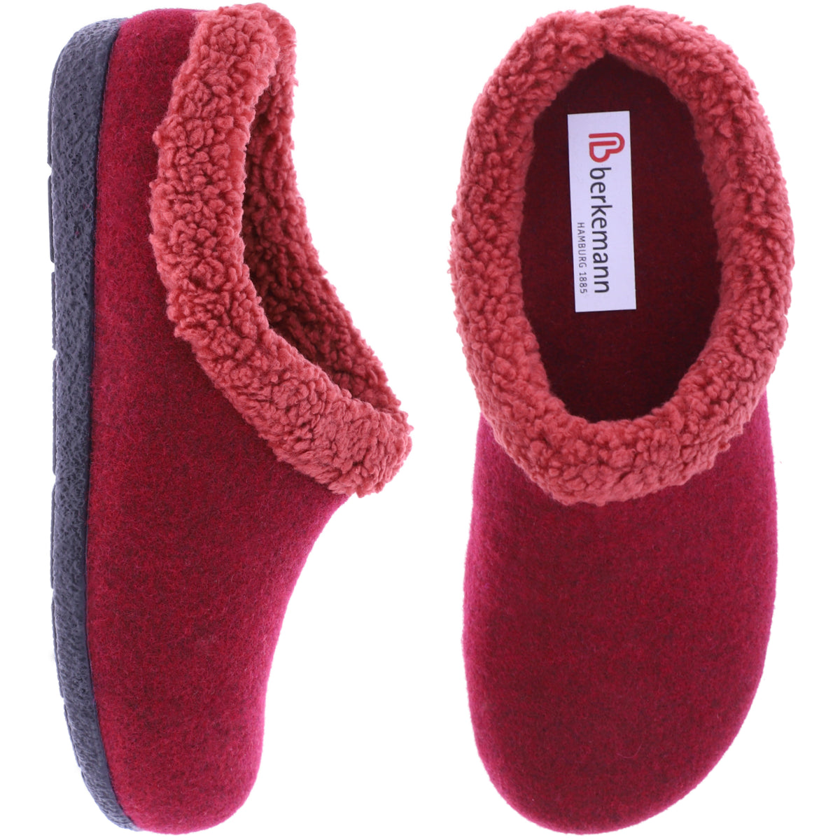 Berkemann | Tala | Rot Filz | Warmfutter | Form: Cortina | Weite: G | 03200-235 | Damen Hausschuhe