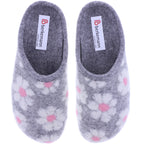 Berkemann | Trixie | Hellgrau Floralfilz | Form: Cortina | Weite: G | 03201-644 | Damen Hausschuhe