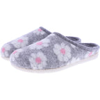 Berkemann | Trixie | Hellgrau Floralfilz | Form: Cortina | Weite: G | 03201-644 | Damen Hausschuhe