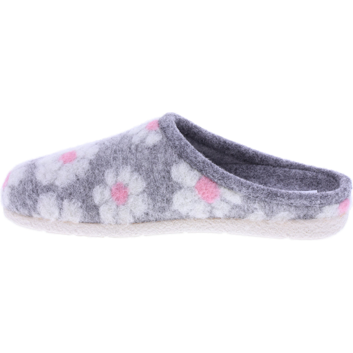 Berkemann | Trixie | Hellgrau Floralfilz | Form: Cortina | Weite: G | 03201-644 | Damen Hausschuhe