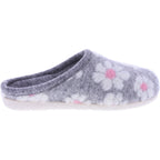 Berkemann | Trixie | Hellgrau Floralfilz | Form: Cortina | Weite: G | 03201-644 | Damen Hausschuhe