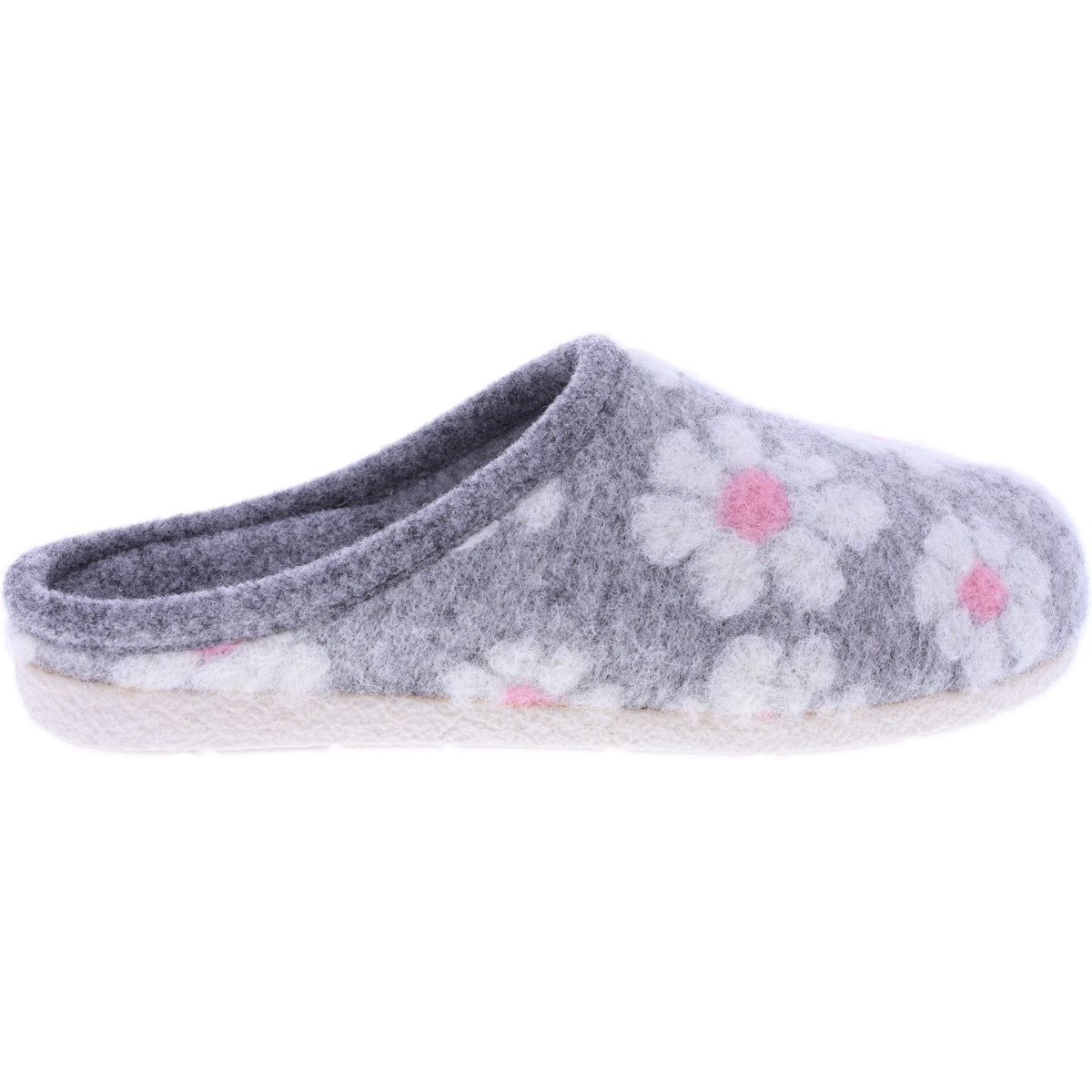 Berkemann | Trixie | Hellgrau Floralfilz | Form: Cortina | Weite: G | 03201-644 | Damen Hausschuhe