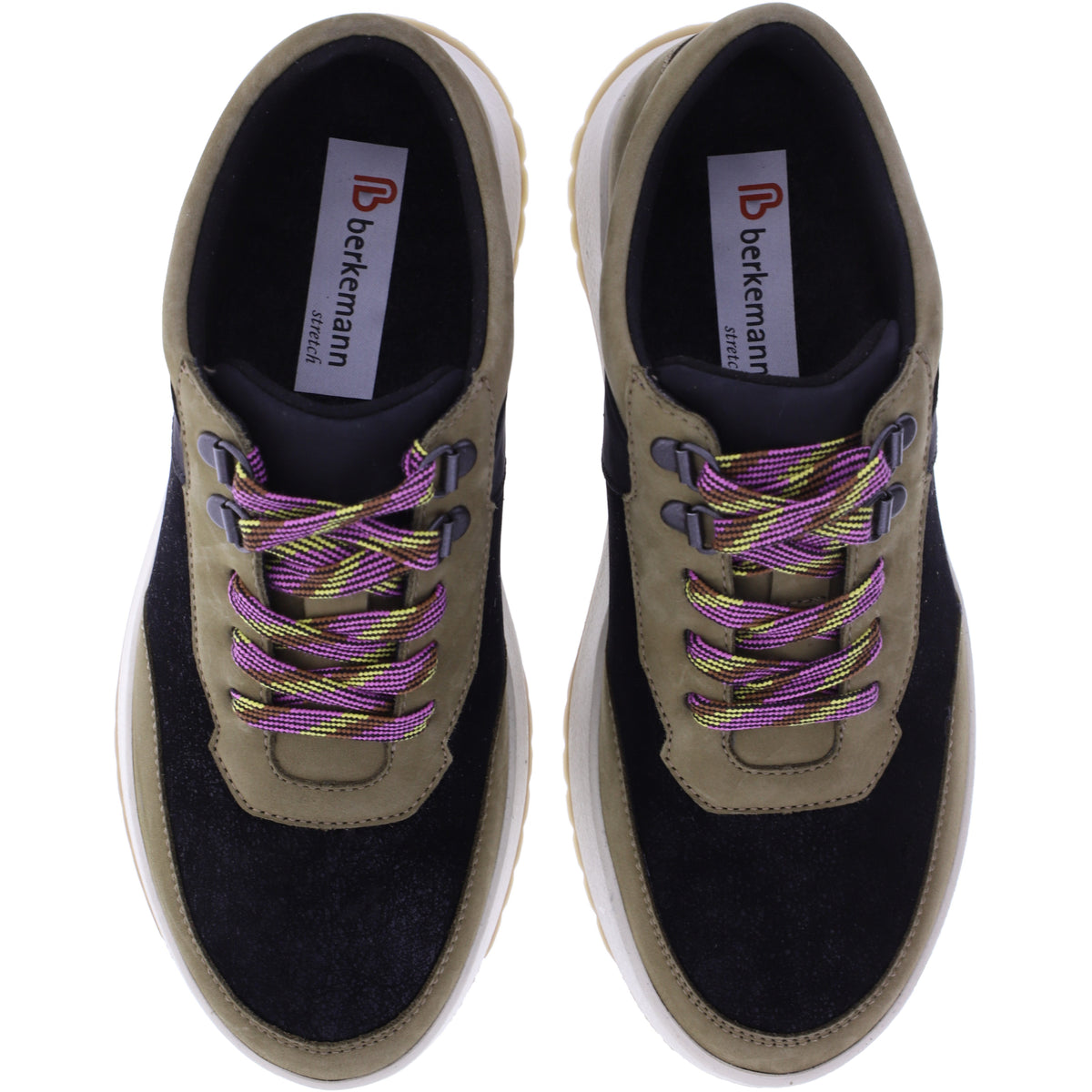 Berkemann / Modell: Sarinna / Khakibeige-Schwarz Softnubuk-Stretch / Form: Valencia / Art: 03702-051