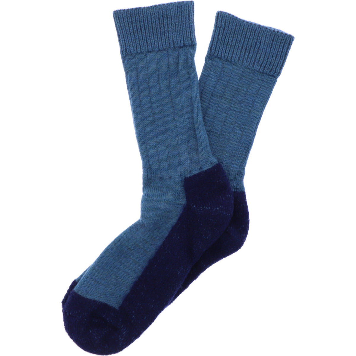 Hirsch Natur | Trekking Socken | Türkis-Marine | 100% Wolle