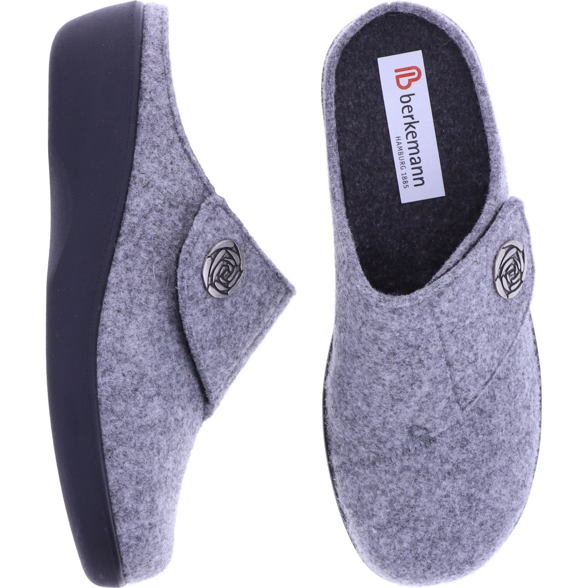 Berkemann | Teresa | Hellgrau Filz | Form: Arona | Weite: H | 05061-652 | Damen Hausschuhe