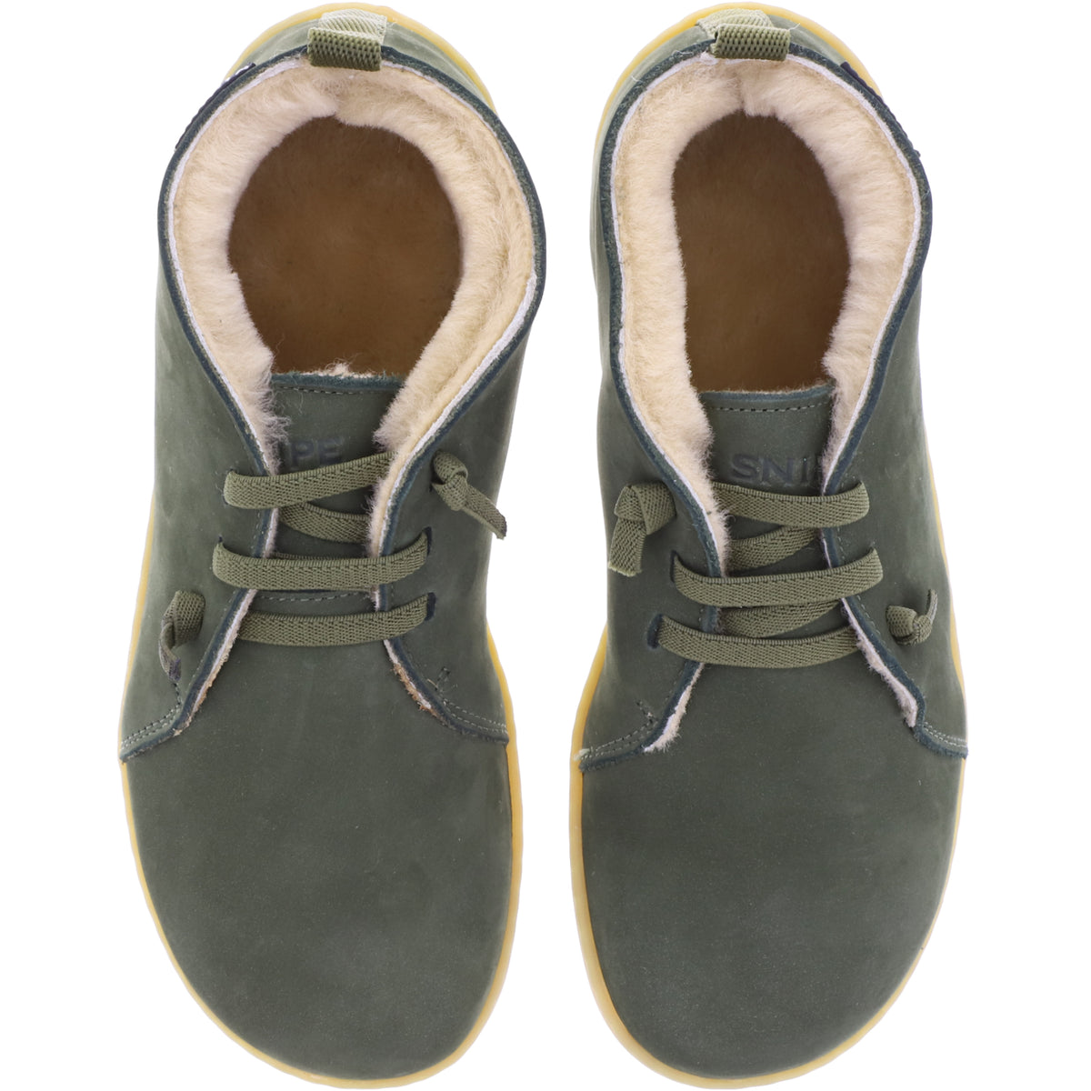 Snipe / Modell: Barefoot / Kaki-Khaki Nubukleder / Lammfellfutter / 05287-010 / Damen Schnürer