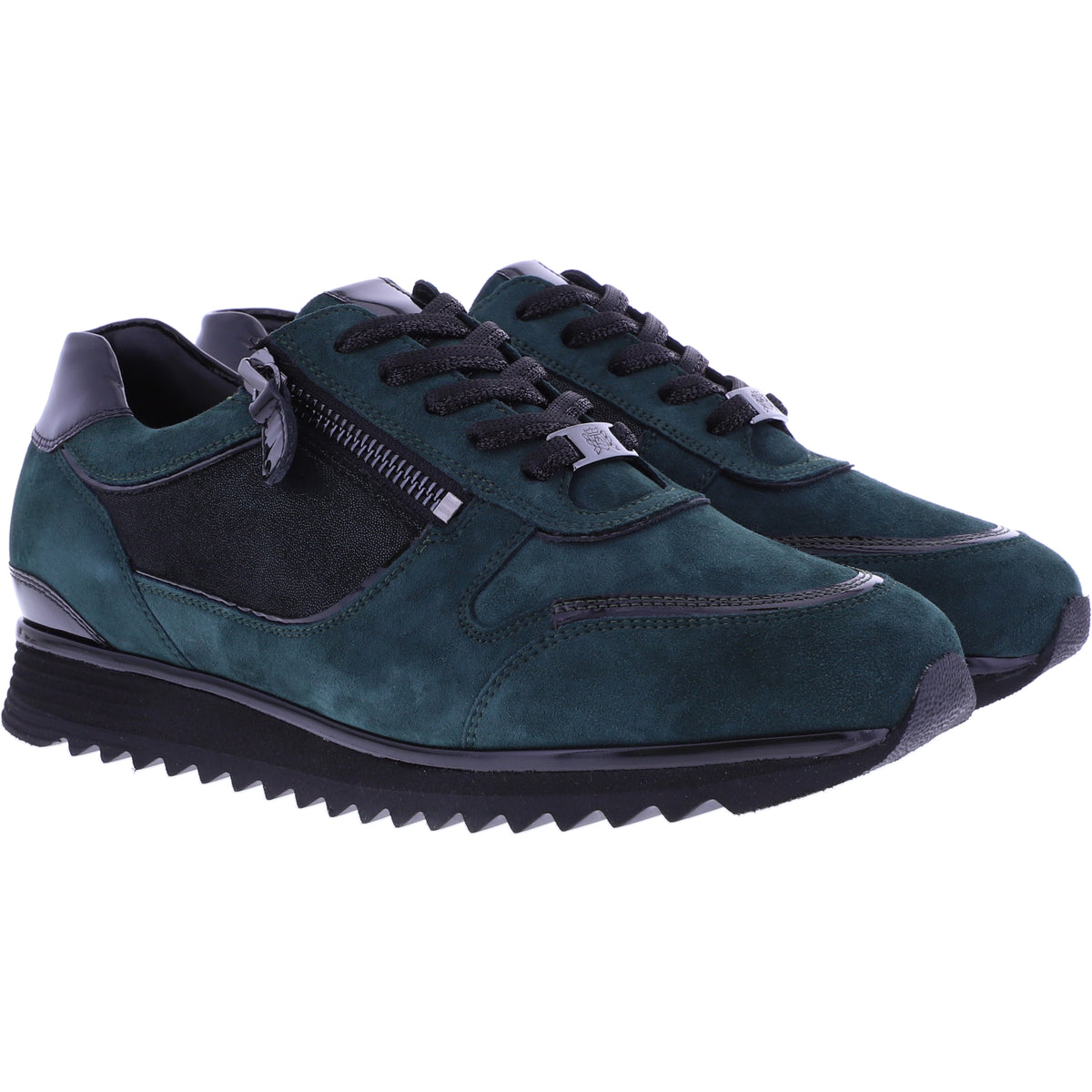 Hassia / Porto / Smaragd-Schwarz Samtziege / Wechselfußbett / 6-302034-5101 / Damen Sneaker