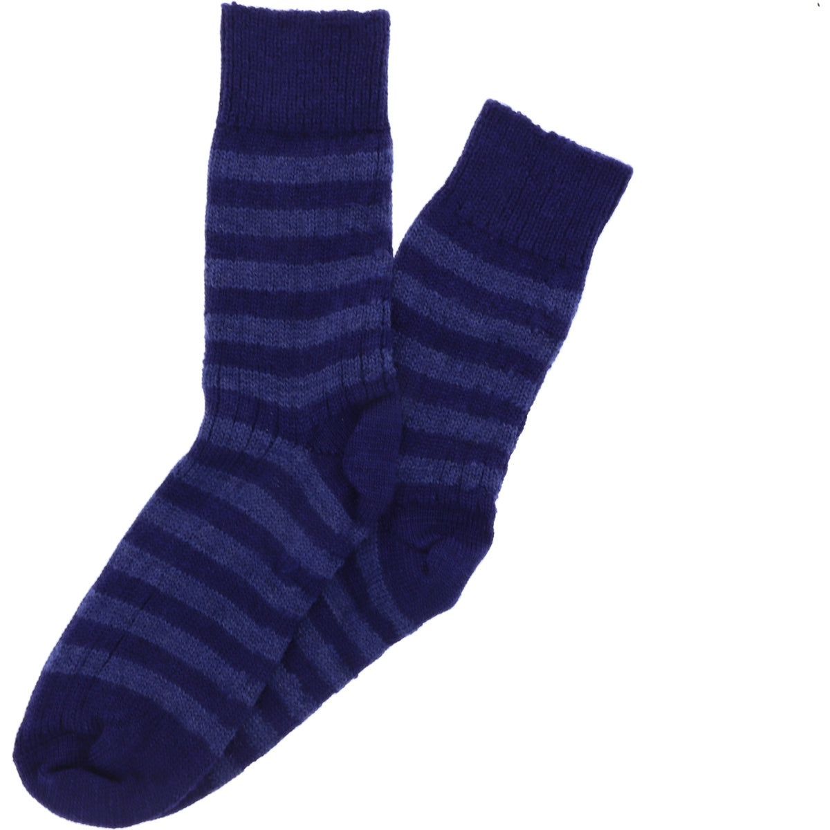 Hirsch Natur | Ringel-Socken | Marine-Jeans | 100% Schurwolle