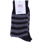 Hirsch Natur | Ringel-Socken | Schwarz-Anthrazit | 100% Schurwolle