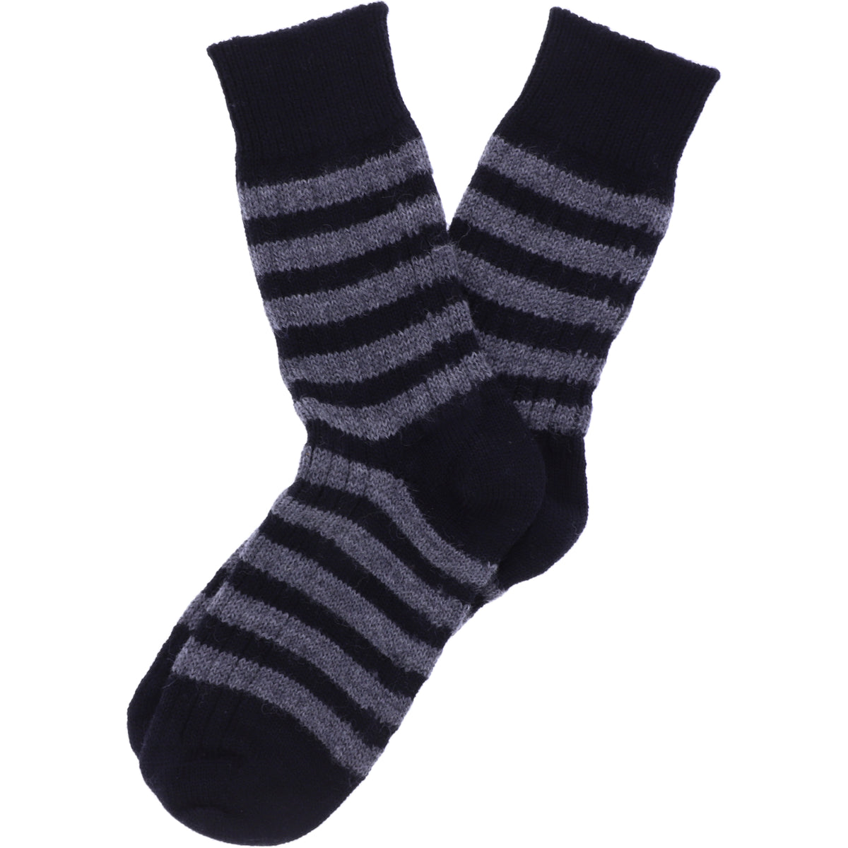 Hirsch Natur | Ringel-Socken | Schwarz-Anthrazit | 100% Schurwolle