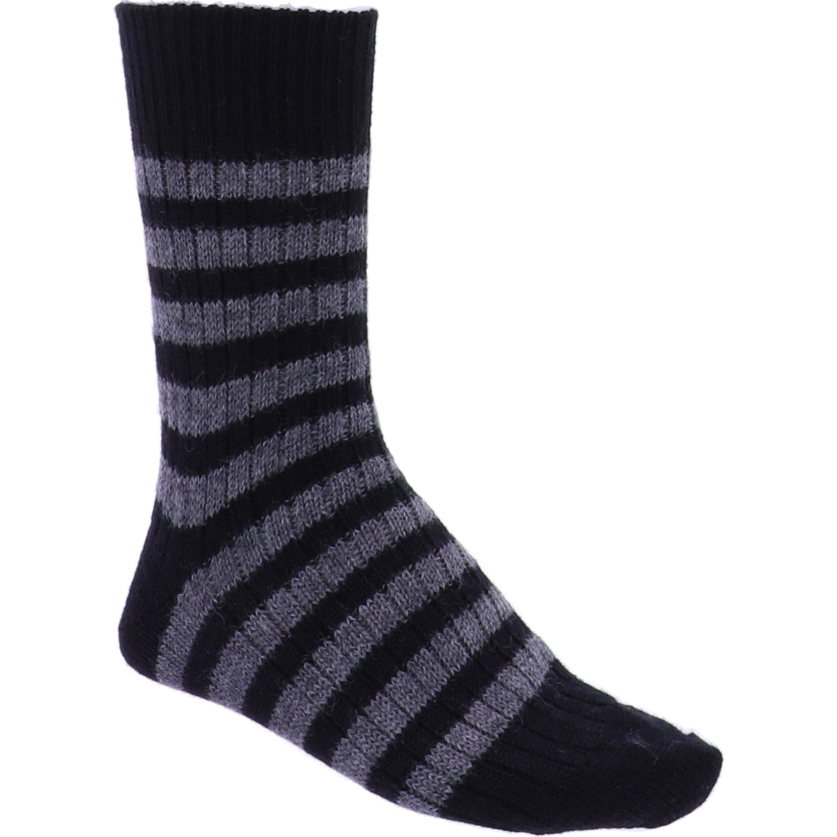 Hirsch Natur | Ringel-Socken | Schwarz-Anthrazit | 100% Schurwolle