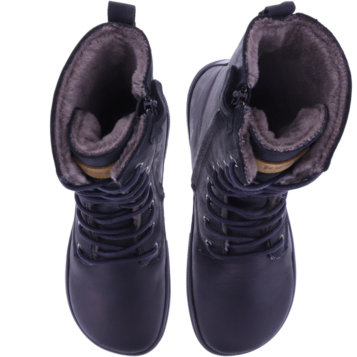Koel | Faro | Schwarz | Hydroleder mit Lammfellfutter | Damen Barfußstiefel