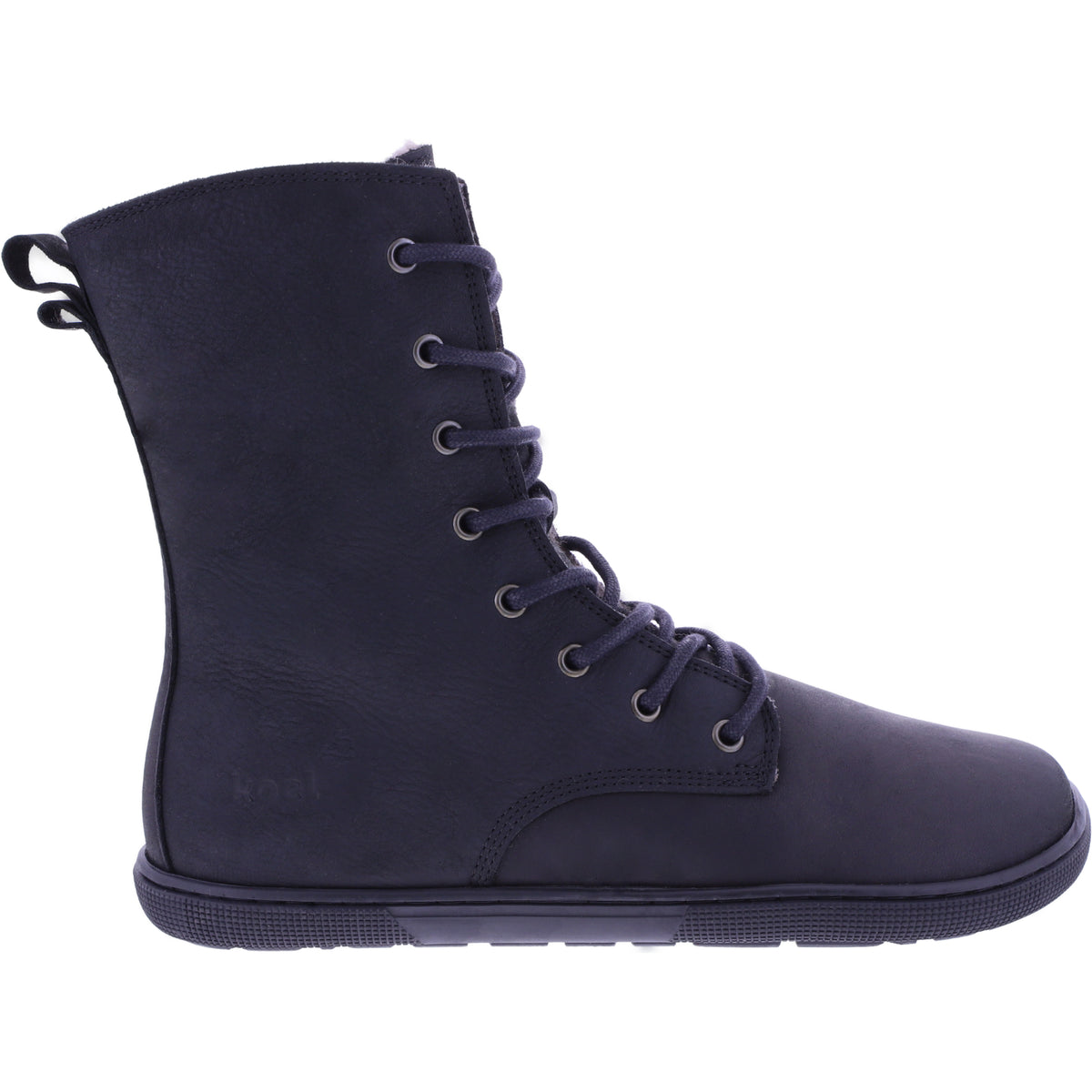 Koel | Faro | Schwarz | Hydroleder mit Lammfellfutter | Damen Barfußstiefel